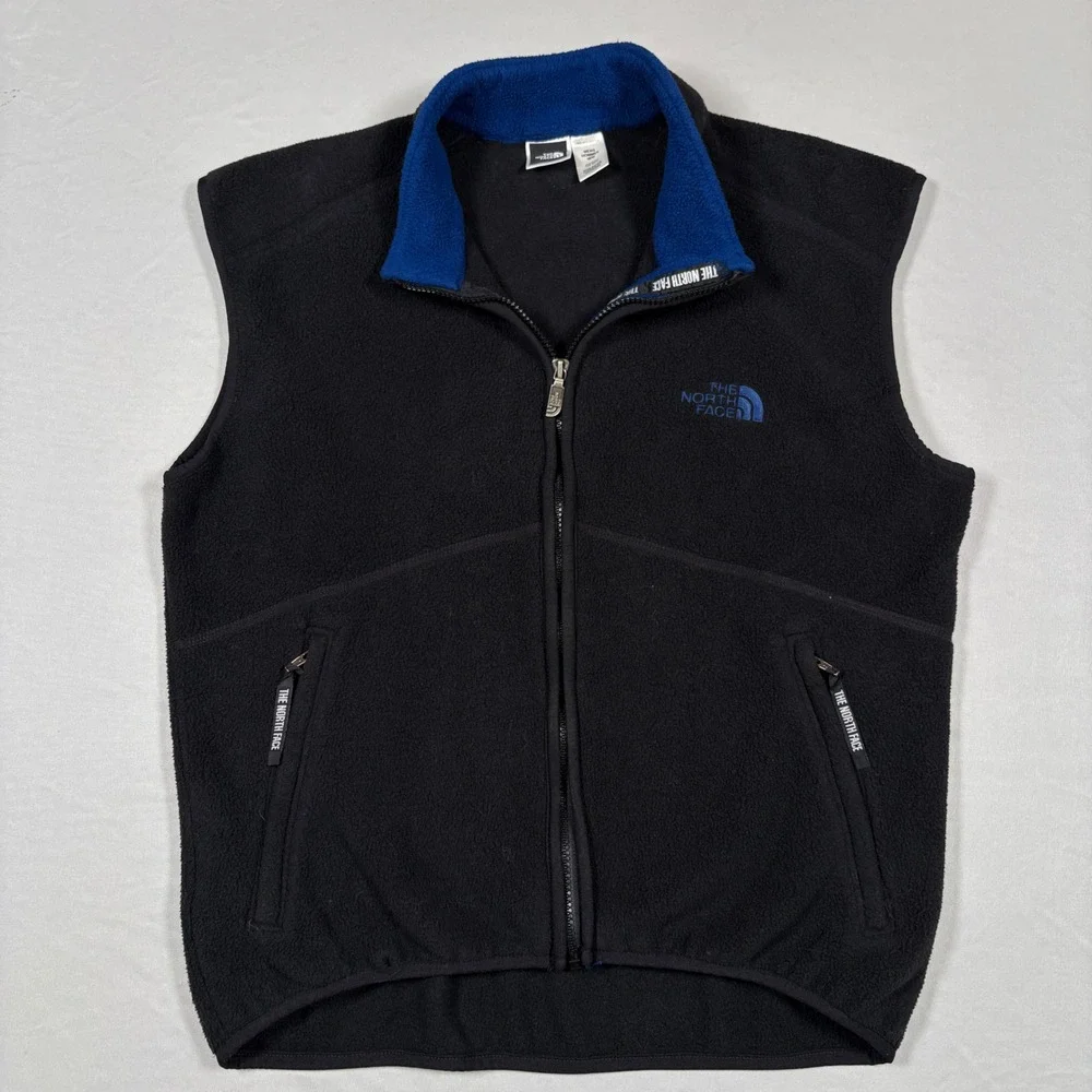 Vtg The North Face Denali Fleece Vest Mens M Black Blue Polartec Made in USA 90s